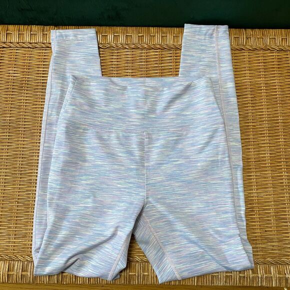 Outdoor Voices Techsweat 7/8 Activewear Legging Striped Pale Blue Pink Small - Picture 2 of 10